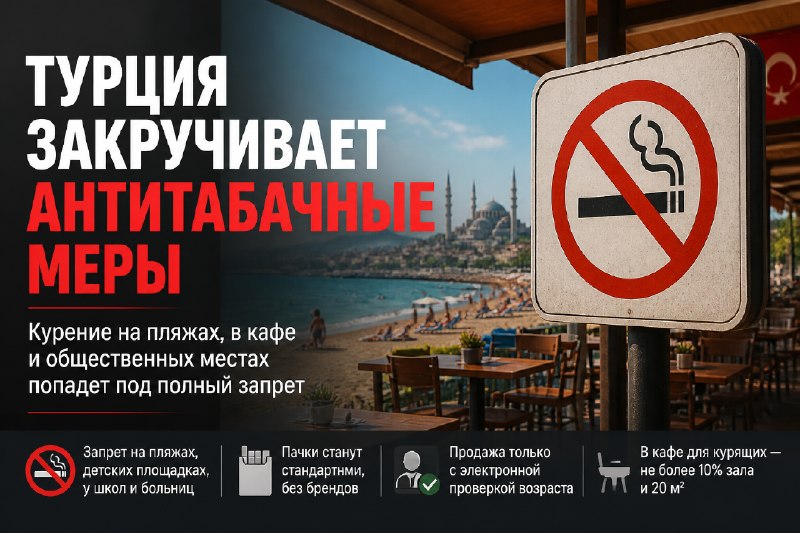 Турция: запреты на курение на пляжах и в кафе