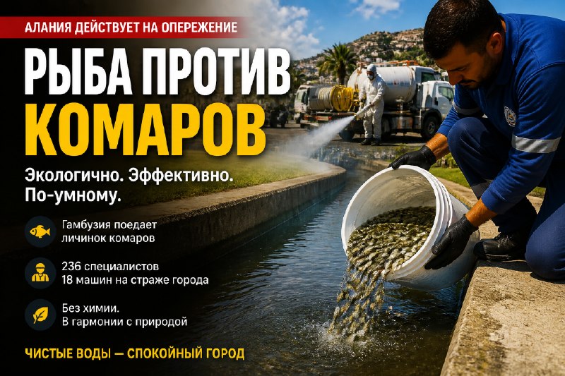 Борьба с комарами рыбой в Алании