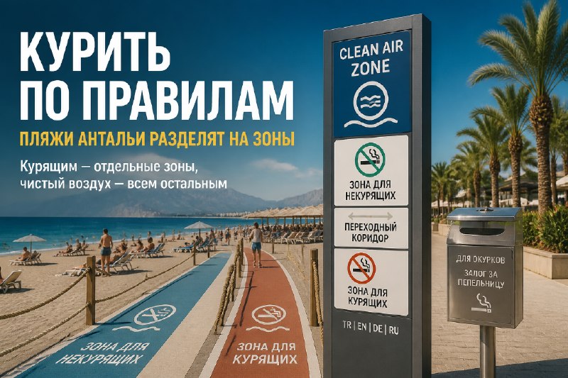 Зоны курения на пляжах Анталии