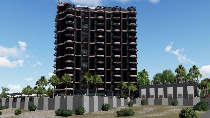 Новый жилой комплекс в Махмутлар на этапе стройки