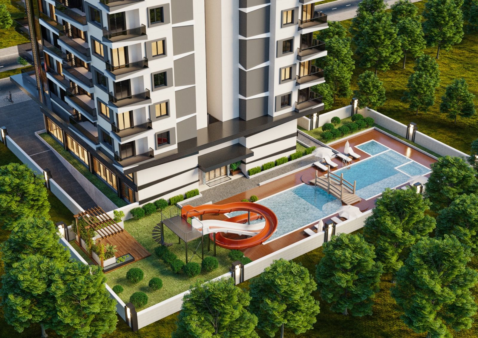 Новые апартаменты 1+1 в строящемся комплексе - Махмутлар