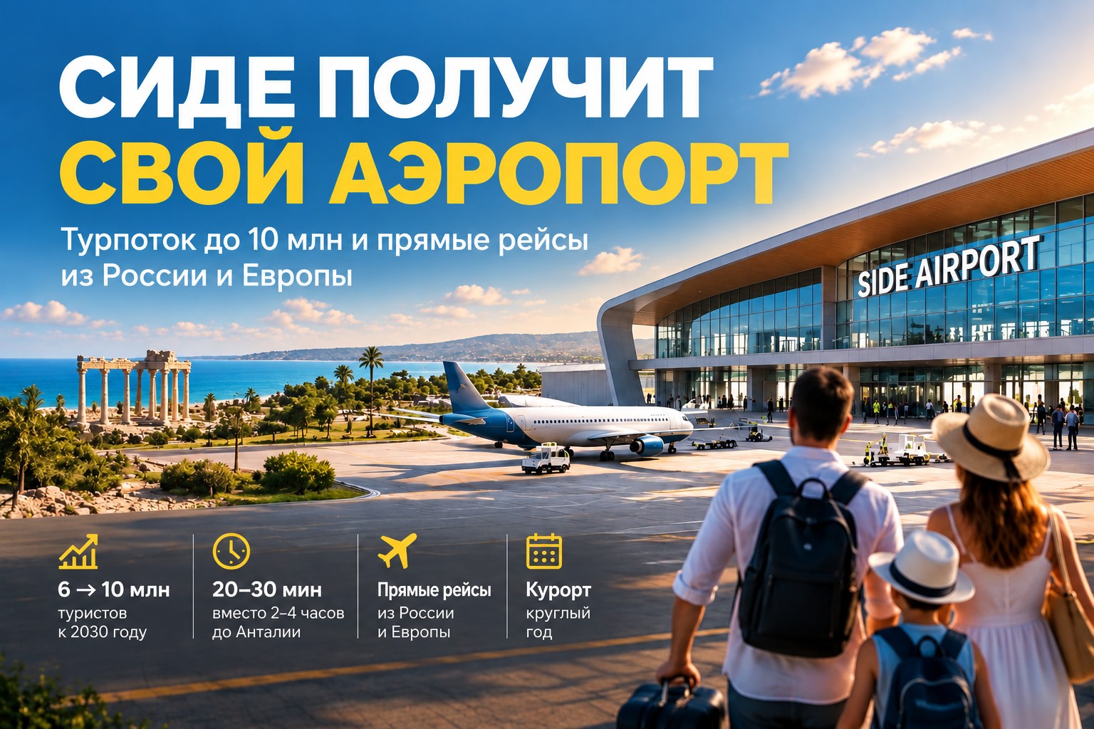 Аэропорт в Сиде увеличит турпоток до 10 миллионов человек